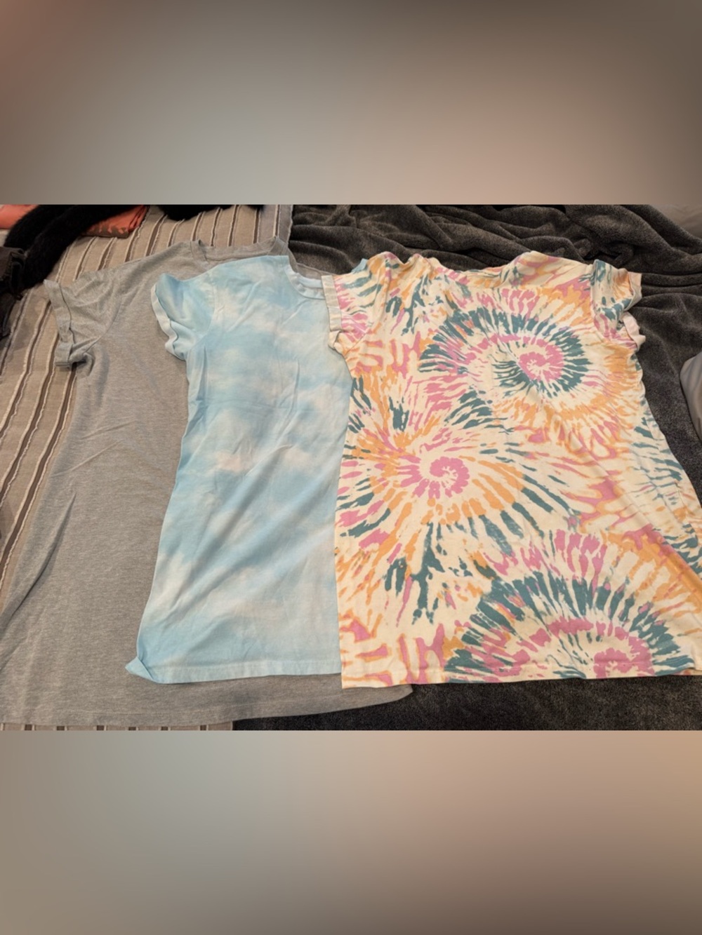 Girls Short Sleeve Tie-Dye & Light Blue Tee Set